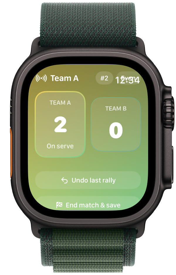 Running game screen displaying current score and server rotation