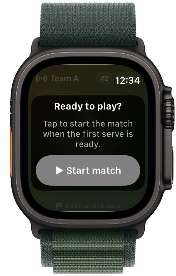 Setup screen prompting to start a new tournament session
